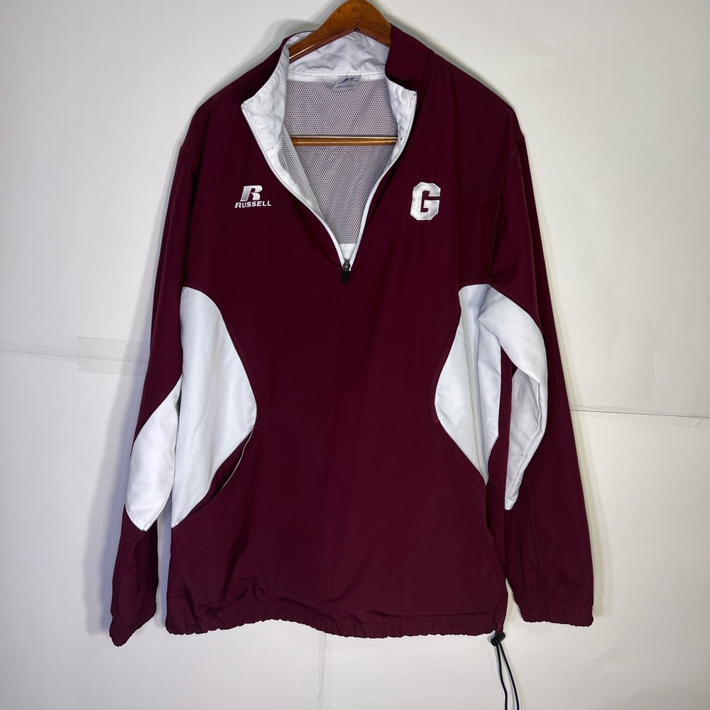 Russell Atheltic Quarter Zip University Georgia Windbreaker Sweater Size Large